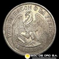 NA2 - REPUBLICA DE CHILE - 1 PESO, 1868 - MONEDA DE PLATA