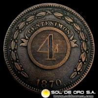 NUMIS - REPUBLICA DEL PARAGUAY - 4 CENTESIMOS - 1870 - MONEDA DE COBRE