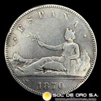 NA2 - ESPAÑA - 5 PESETAS, 1870 - GOBIERNO PROVISIONAL - MONEDA DE PLATA