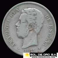 NA2 - ESPANHA - 5 PESETAS - 1871 - ESTRELLAS: 18-75 - AMADEO I REY DE ESPANHA - MONEDA DE PLATA