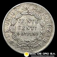 NA1 - BOLIVIA - 20 CENTAVOS, 1875 - MONEDA DE PLATA