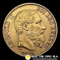 BELGICA - LEOPOLD II ROI DES BELGES - 20 FRANCOS - 1876 - MONEDA DE ORO