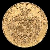 BELGICA - LEOPOLD II ROI DES BELGES - 20 FRANCOS - 1875 - MONEDA DE ORO