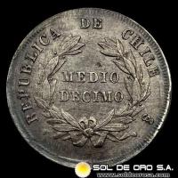 NA2 - REPUBLICA DE CHILE - 1/2 DECIMO, 1878 - MONEDA DE PLATA