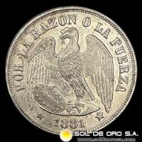 NA2 - REPUBLICA DE CHILE - 1 PESO, 1881 - MONEDA DE PLATA