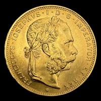 AUSTRIA / IMPERIVM AVSTRIACVM - 8 FLORINES / 20 FRANCOS, 1892 - MONEDA DE ORO 