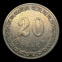 NUMIS - MONEDAS DEL PARAGUAY - 20 CENTAVOS, 1908 - MONEDA DE COBRE Y NIQUEL