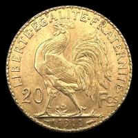 FRANCIA - REPUBLIQUE FRANCAISE - 20 FRANCOS, TIPO ROOSTER - 1911 - MONEDA DE ORO