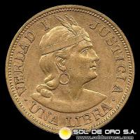 REPUBLICA PERUANA - 1 LIBRA, 1913 - MONEDA DE ORO
