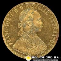 AUSTRIA - 4 DUCADOS, 1915 - MONEDA DE ORO