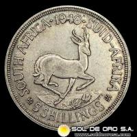 NA4 - SUDAFRICA - 5 SHILLINGS, 1948 - GEORGE VI - MONEDA DE PLATA