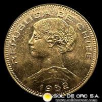 REPUBLICA DE CHILE - 100 PESOS - 1952 - MONEDA DE ORO