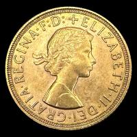INGLATERRA - SOVEREIGN, LIBRA INGLESA (ELIZABETH II - SIN CORONA) - 1958 - MONEDA DE ORO