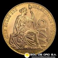 REPUBLICA PERUANA - CIEN SOLES DE ORO, 1961 - MONEDA DE ORO