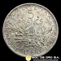 NA3 - FRANCIA - 5 FRANCS, 1961 - LA SEMBRADORA - MONEDA DE PLATA