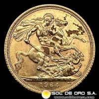 INGLATERRA - SOVEREIGN, LIBRA INGLESA (ELIZABETH II - SIN CORONA), 1964 - MONEDA DE ORO