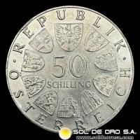 NA1 - AUSTRIA - 50 SCHILLING, 1966 - 150th ANNIVERSARY OF THE NATIONAL BANK - MONEDA DE PLATA