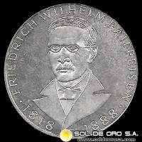 NA1 - ALEMANIA - 5 MARK - 1968 - Subject: 70 th Anniversary - Death of  Friedrich Wilhelm Raiffeisen - MONEDA DE PLATA