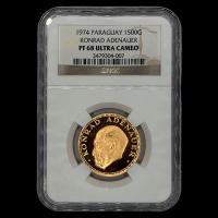 STAL - PARAGUAY - PM 157 - 1.500 GUARANIES, 1974 - Motivo: KONRAD ADENAUER - MONEDAS CONMEMORATIVAS DE ORO