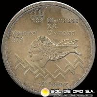 53 - CANADA - OLIMPIADAS MONTREAL 1976 - 10 DOLLARS, 1973 - MONEDA DE PLATA