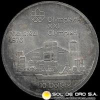 	53 - CANADA - OLIMPIADAS MONTREAL 1976 - 10 DOLLARS, 1973 - MONEDA DE PLATA 