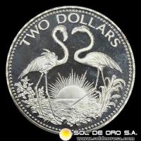 NA1 - COMMONWEALTH OF BAHAMAS - 2 DOLLARS, 1977 - FLAMENCOS - ELIZABETH II - MONEDA DE PLATA