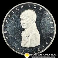 NA1 - ALEMANIA - 5 MARK - 1977 - Subject: 200th Anniversary - Birth of Heinrich von Kleist - MONEDA DE PLATA