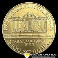 AUSTRIA - REPUBLIK OSTERREICH - 2.000 SCHILLING, 1993 - MONEDA DE ORO