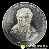 NUMIS - BICENTENARIO DEL NATALICIO DEL MARISCAL ANTONIO DE SUCRE - 1995 - MEDALLA CONMEMORATIVA DE PLATA