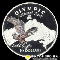 NA2 - COOK ISLANDS - 10 DOLLARS, 1996 - OLYMPIC NATIONAL PARK - MONEDA DE PLATA