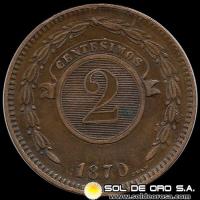 NUMIS - MONEDA DEL PARAGUAY - 2 CENTESIMOS - 1870 - MONEDA DE COBRE