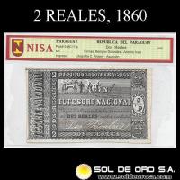 NUMIS - BILLETES DEL PARAGUAY - 1860 - DOS REALES (MC17.a) - FIRMAS: BENIGNO GONZALEZ - ANTONIO IRALA - TESORO NACIONAL
