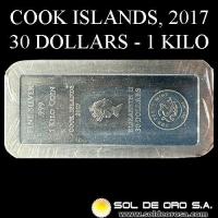 COOK ISLANDS - 30 DOLLARS, 2007 - MONEDA/LINGOTE DE PLATA 999
