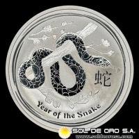 AUSTRALIA - 2 DOLLARS, 2013 - YEAR OF THE SNAKE - 2 OUNCES - MONEDA DE PLATA