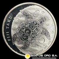 FIJI - 2 DOLLARS, 2013 - TURTLE - MONEDA DE PLATA