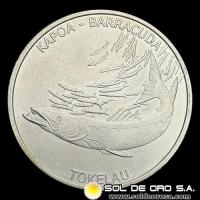 TOKELAU - 5 DOLLARS, 2017 - KAPOA - BARRACUDA - MONEDA DE PLATA