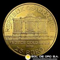 AUSTRIA - REPUBLIK OSTERREICH - 25 EURO, 2019 - MONEDA DE ORO