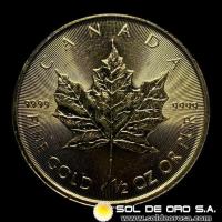 CANADA - 1/2 oz., 20 DOLLARS - 2022 - MONEDA DE ORO