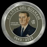 ILUSTRACION - SIN STOCK - NUMIS - PARAGUAY - 80 GUARANIES, 2023 - 80 ANIVERSARIO DEL GUARANI - MONEDA DE PLATA
