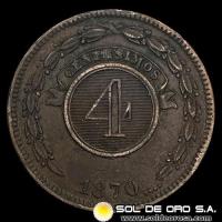 NUMIS - REPUBLICA DEL PARAGUAY - 4 CENTESIMOS - 1870 - MONEDA DE COBRE