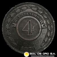 NUMIS - REPUBLICA DEL PARAGUAY - 4 CENTESIMOS - 1870 - MONEDA DE COBRE