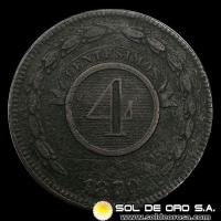 NUMIS - REPUBLICA DEL PARAGUAY - 4 CENTESIMOS - 1870 - MONEDA DE COBRE