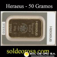 ALEMANIA - HERAEUS - 50 Gramos - Feingold 999.9 - BARRA DE ORO 24K