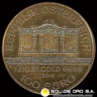 AUSTRIA - REPUBLIK OSTERREICH - 100 EUROS, 2015 - MONEDA DE ORO