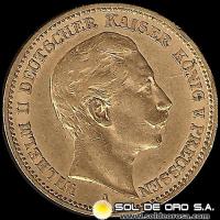 ALEMANIA - 20 MARK - WILHELM II DEUTSCHER KAISER KONIG V. PREUSSEN - 1896 - MONEDA DE ORO