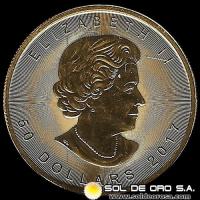 CANADA - HOJA DE MAPPLE 1 oz., 50 DOLLARS, 2018 - MONEDA / ONZA DE ORO 999 - 24 KILATES