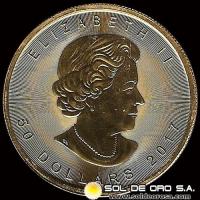 CANADA - HOJA DE MAPPLE 1 ONZA, 50 DOLLARS, 2017 - MONEDA DE ORO