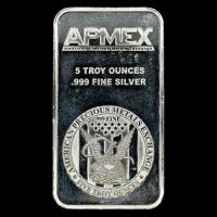 APMEX - 5 OUNCES - BARRA DE PLATA PURA