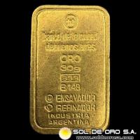 BANCO DE LA CIUDAD DE BUENOS AIRES - BARRA DE 30 GRAMOS - ORO 999 - INDUSTRIA ARGENTINA