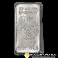ONZAS DE PLATA PURA - YEAR OF THE DRAGON - 10 OUNCES - BARRA DE PLATA 999